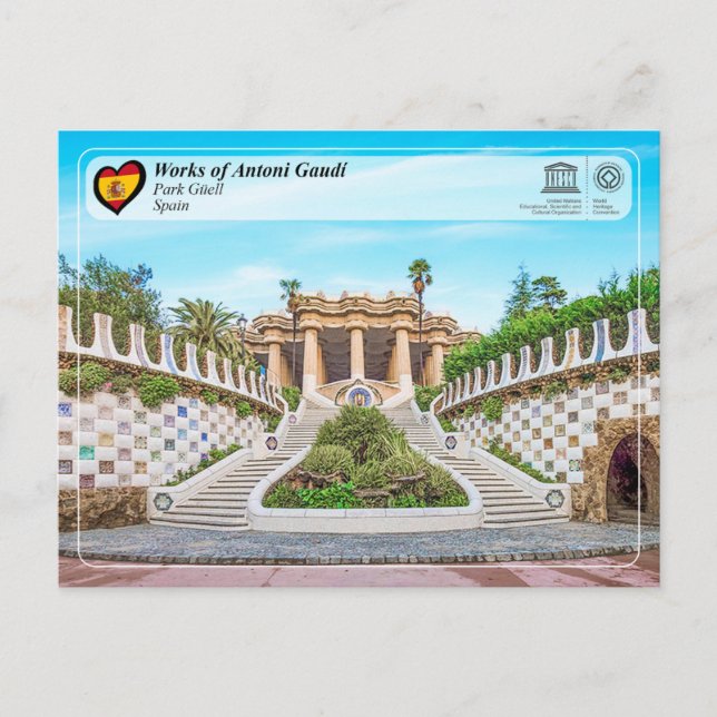 UNESCO WH- Antoni Gaudí - Park Güell Postkarte (Vorderseite)