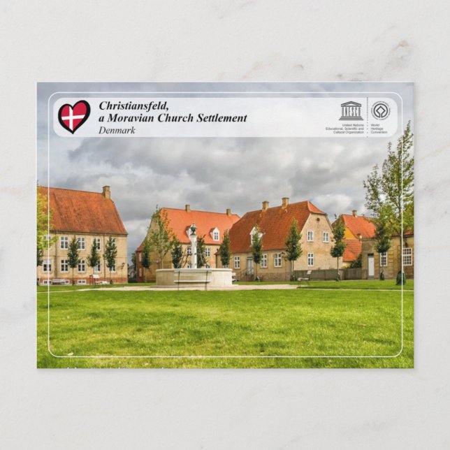 UNESCO WH- Christiansfeld - Mährische Kirche Postkarte (Vorderseite)
