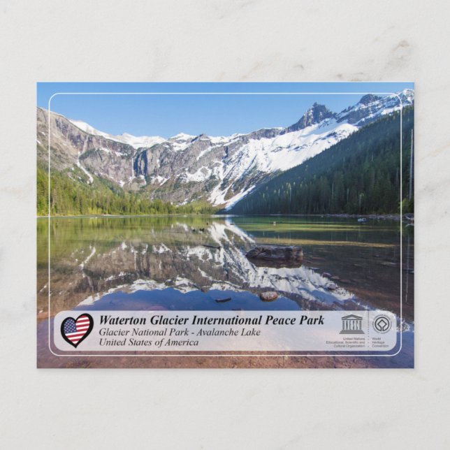 UNESCO  WHS - Glacier NP - Carte postale du lac Av (Devant)