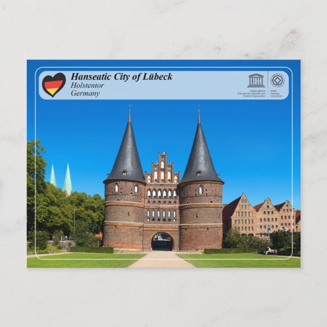UNESCO WHS - Hansestadt Lübeck - Holstentor Postkarte (Vorderseite)
