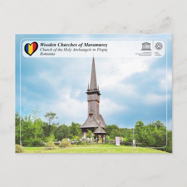 UNESCO WHS - Kirche des Heiligen Archangels Plopis Postkarte (Vorderseite)