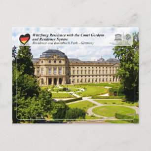 UNESCO - Würzburg Residenz mit Court Gardens Postkarte