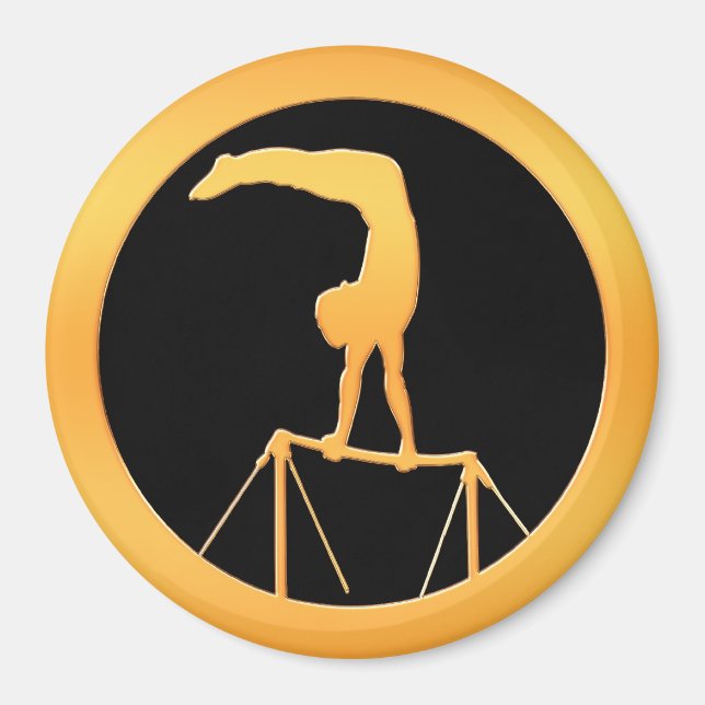 Uneven Bars Gold Gymnast Magnet (Vorne)