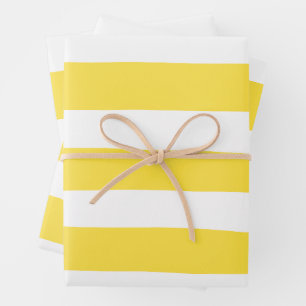 Uneven Streifen - gelb und weiß Geschenkpapier Set