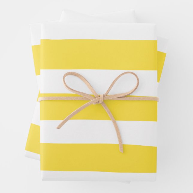 Uneven Streifen - gelb und weiß Geschenkpapier Set (Beispiel)