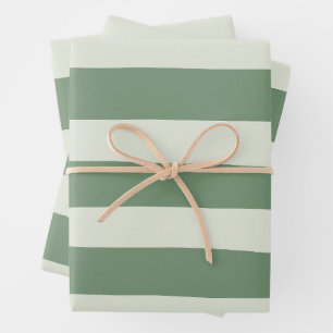Uneven Streifen - grün Geschenkpapier Set