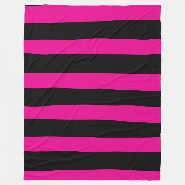 Uneven Streifen - Magenta und Schwarz Fleecedecke (Vorderseite)