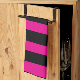 Uneven Streifen - Magenta und Schwarz Geschirrtuch