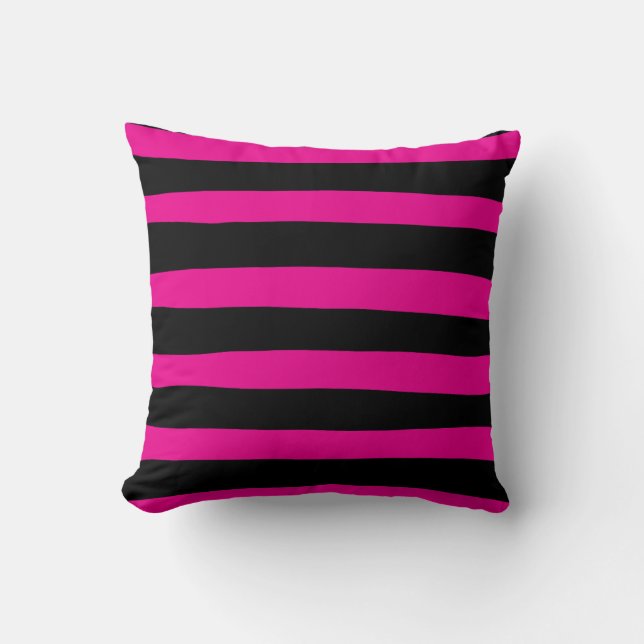 Uneven Streifen - Magenta und Schwarz Kissen (Vorderseite)