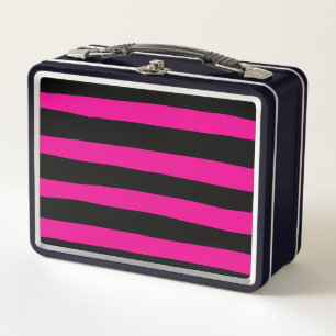 Uneven Streifen - Magenta und Schwarz Metall Brotdose
