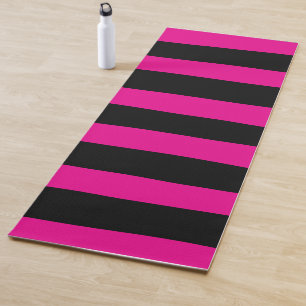 Uneven Streifen - Magenta und Schwarz Yogamatte
