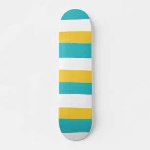 Uneven Streifen - Türkis und Gelb Skateboard