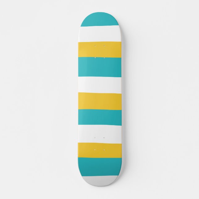 Uneven Streifen - Türkis und Gelb Skateboard (Vorne)