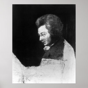 Unfertiges Porträt von Wolfgang Amadeus Mozart Poster