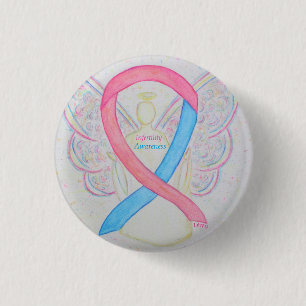 Unfruchtbarkeit Angel Blue & Pink Ribbon Button