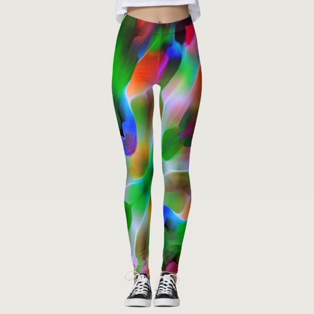 Unfruchtbarkeit und farbenfrohe Relief, grün domin Leggings (Vorderseite)