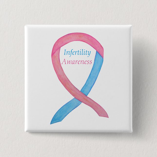 Unfruchtbarkeitsbewusstsein Pink & Blue Ribbon But Button (Vorderseite)