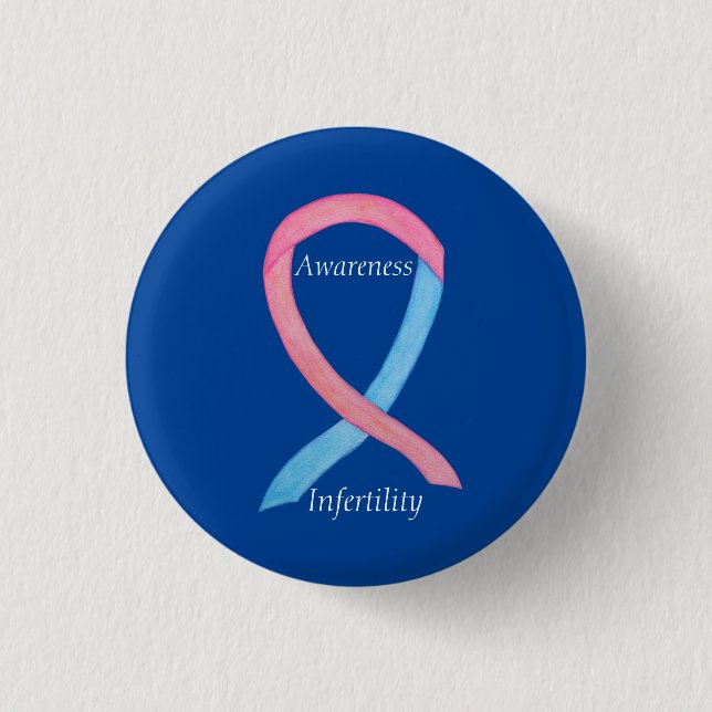 Unfruchtbarkeitsbewusstsein Pink & Blue Ribbon But Button (Vorderseite)