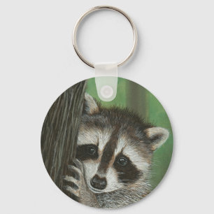 UnfugRaccoon herauf einen Baum-Schlüsselanhänger Schlüsselanhänger