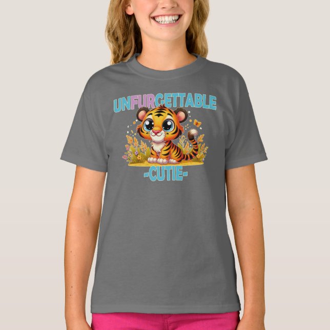 Unfurgettable Süsse Spaß Pun. Baby Tiger Cartoon T-Shirt (Vorderseite)