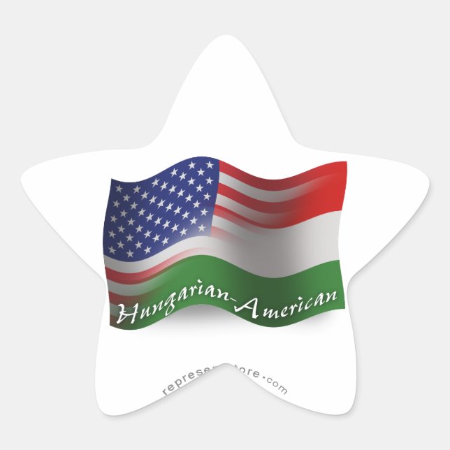 Ungarisch-amerikanische Wave-Fahne Stern-Aufkleber (Vorderseite)