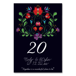 Ungarisch Kalocsa Folk - florales rustikales blaue Tischnummer