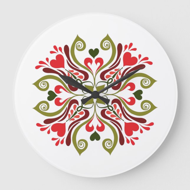 Ungarisch Tulip Floral Motif Große Wanduhr (Vorderseite)