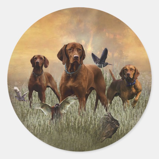 Ungarisch Vizsla Art Runder Aufkleber (Vorderseite)