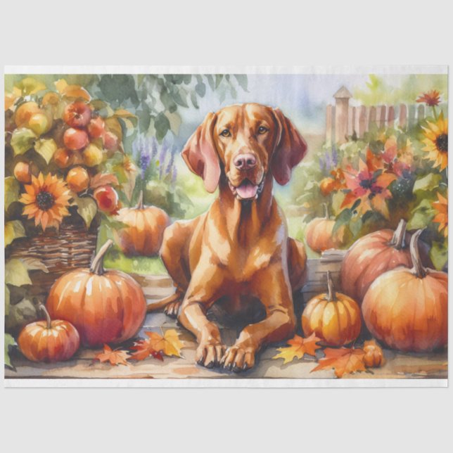 Ungarisch Vizsla Autumn Leaves Decoupage Seidenpapier (Vorderseite)
