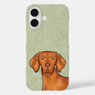 Ungarisch Vizsla Cartoon Pointer Dog Green iPhone 16 Hülle