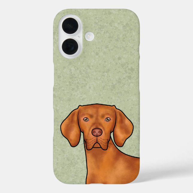 Ungarisch Vizsla Cartoon Pointer Dog Green iPhone 16 Hülle (Rückseite)