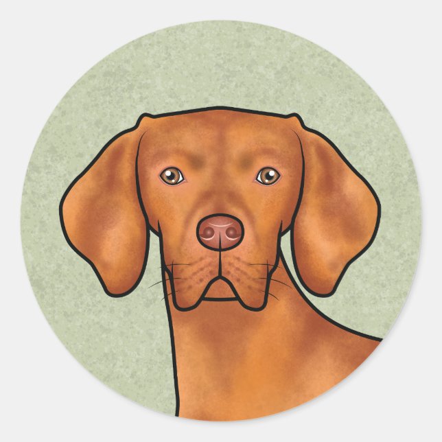 Ungarisch Vizsla Cartoon Pointer Dog Green Runder Aufkleber (Vorderseite)