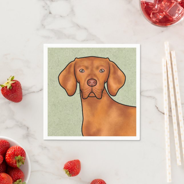 Ungarisch Vizsla Cartoon Pointer Dog Green Serviette (Beispiel)