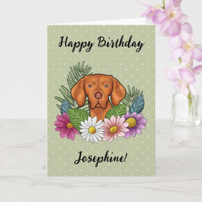 Ungarisch Vizsla Colorful Blume Happy Birthday Karte (Orchidee)