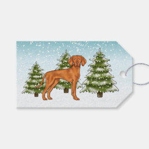 Ungarisch Vizsla Dog Snowy Winterwald Festival Geschenkanhänger