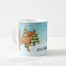 Ungarisch Vizsla Dog Snowy Winterwald und Name