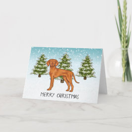 Ungarisch Vizsla Dog Snowy Winterwald und Text Karte