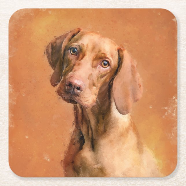 Ungarisch Vizsla Hund Kunstmalerei Rechteckiger Pappuntersetzer (Vorderseite)