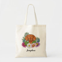 Ungarisch Vizsla mit farbenfrohen Blume und Namen
