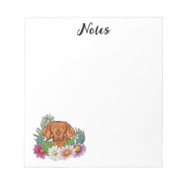 Ungarisch Vizsla mit farbigen Blume und Text Notizblock