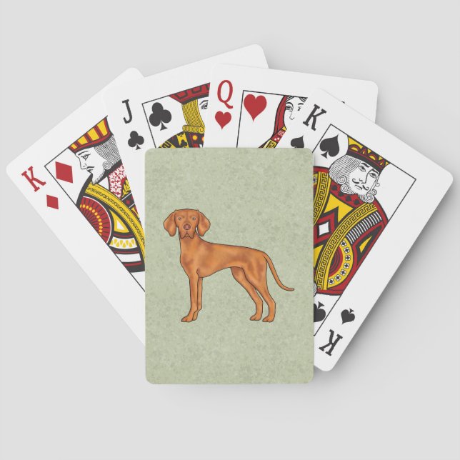 Ungarisch Vizsla Niedlich Cartoon Pointer Dog Gree Spielkarten (Rückseite)