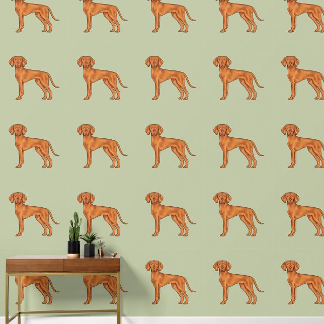 Ungarisch Vizsla Niedlich Cartoon Pointer Dog Gree Tapete (Korridor)