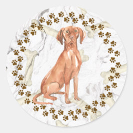 Ungarisch Vizsla Paw Prints and Space Background Runder Aufkleber