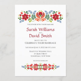 Ungarische Design Rote Blume Einladung Hochzeit