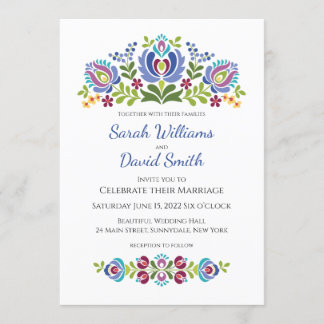 Ungarische Design Violet Floral Wedding Einladung