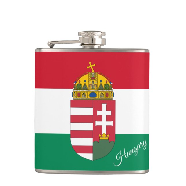 Ungarische Flagge, Emblem & Feiertag Ungarn /Sport Flachmann (Vorderseite)