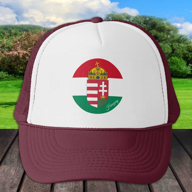 Ungarische Flagge, Emblem und Ungarn - Mode/Sport Truckerkappe (Von Creator hochgeladen)