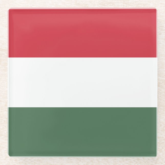 Ungarische Flagge Glasuntersetzer (Vorderseite)