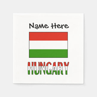 Ungarische Flagge Schwarze Personalisierung Serviette