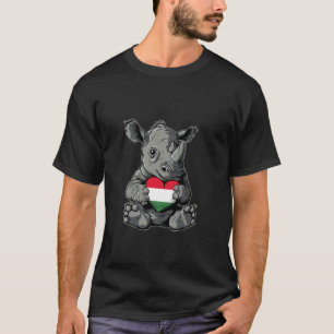 Ungarische Flagge Süßes Nilpferd Herz Ungarischer T-Shirt